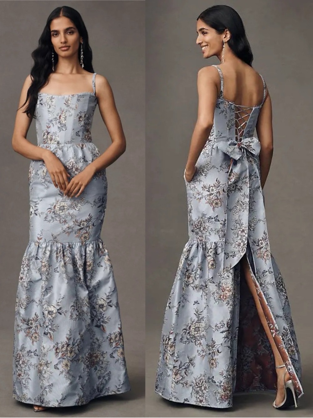 V. Chapman Cherie Light Blue Lilibet Brocade Corset Maxi Dress NEW with tags - Picture 9 of 9